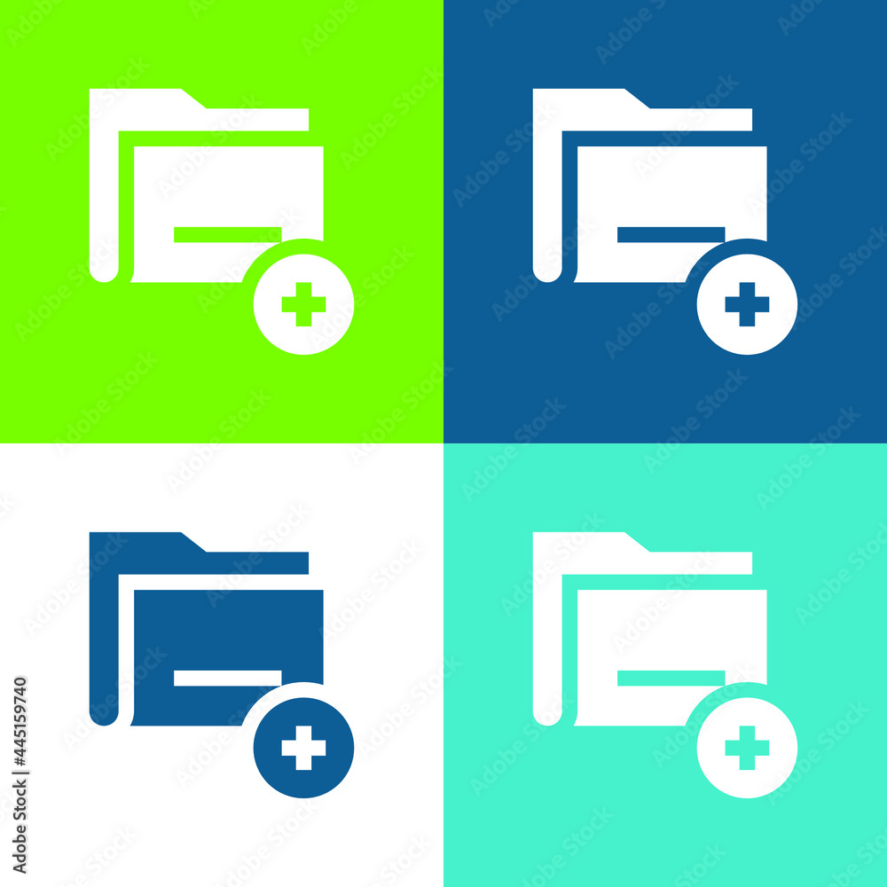 Add Folder Flat four color minimal icon set Add Folder Flat four color minimal icon set