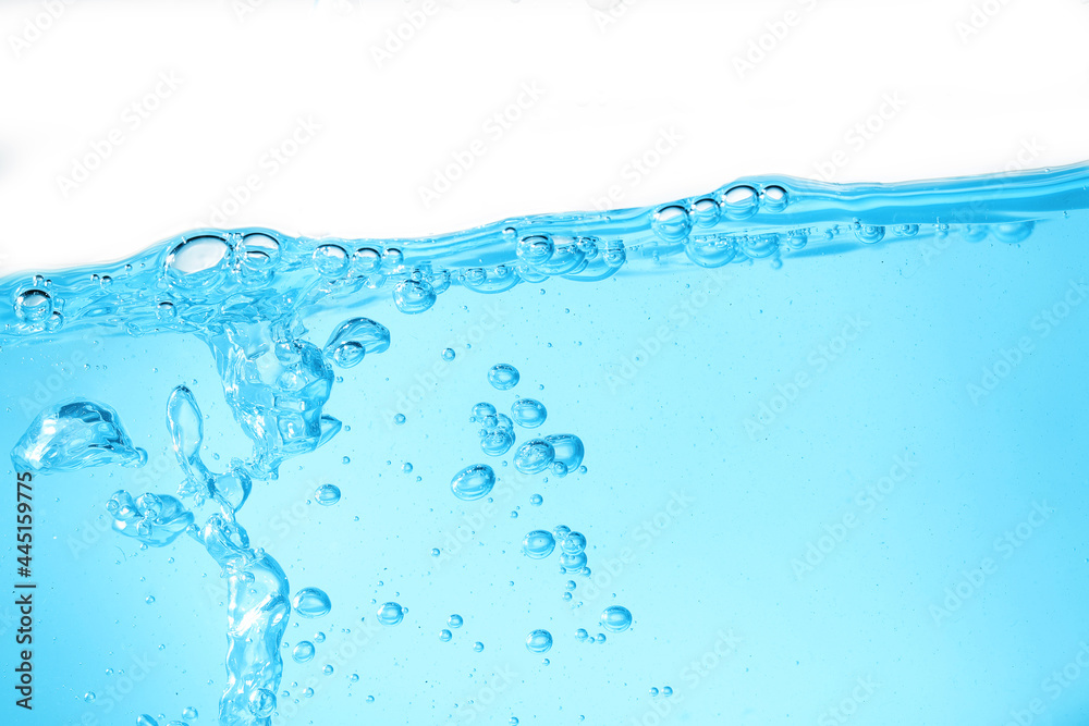 Blue surface water and air bubble isolated on white background Blue surface water and air bubble isolated on white background