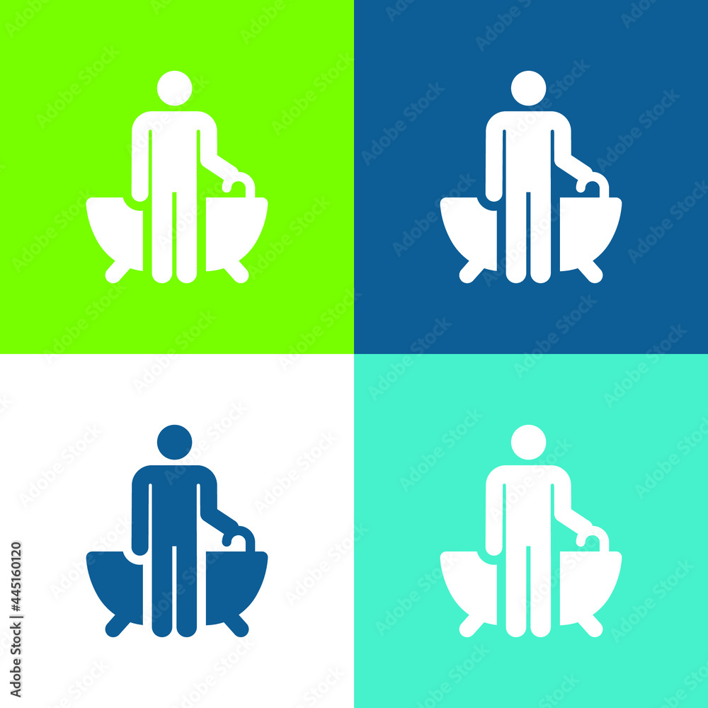 Bathtub Flat four color minimal icon set Bathtub Flat four color minimal icon set