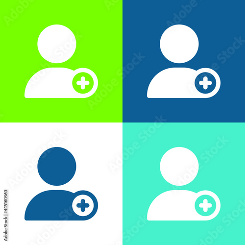 Add User Flat four color minimal icon set