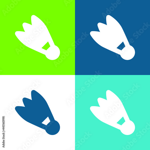 Badminton Cork Flat four color minimal icon set