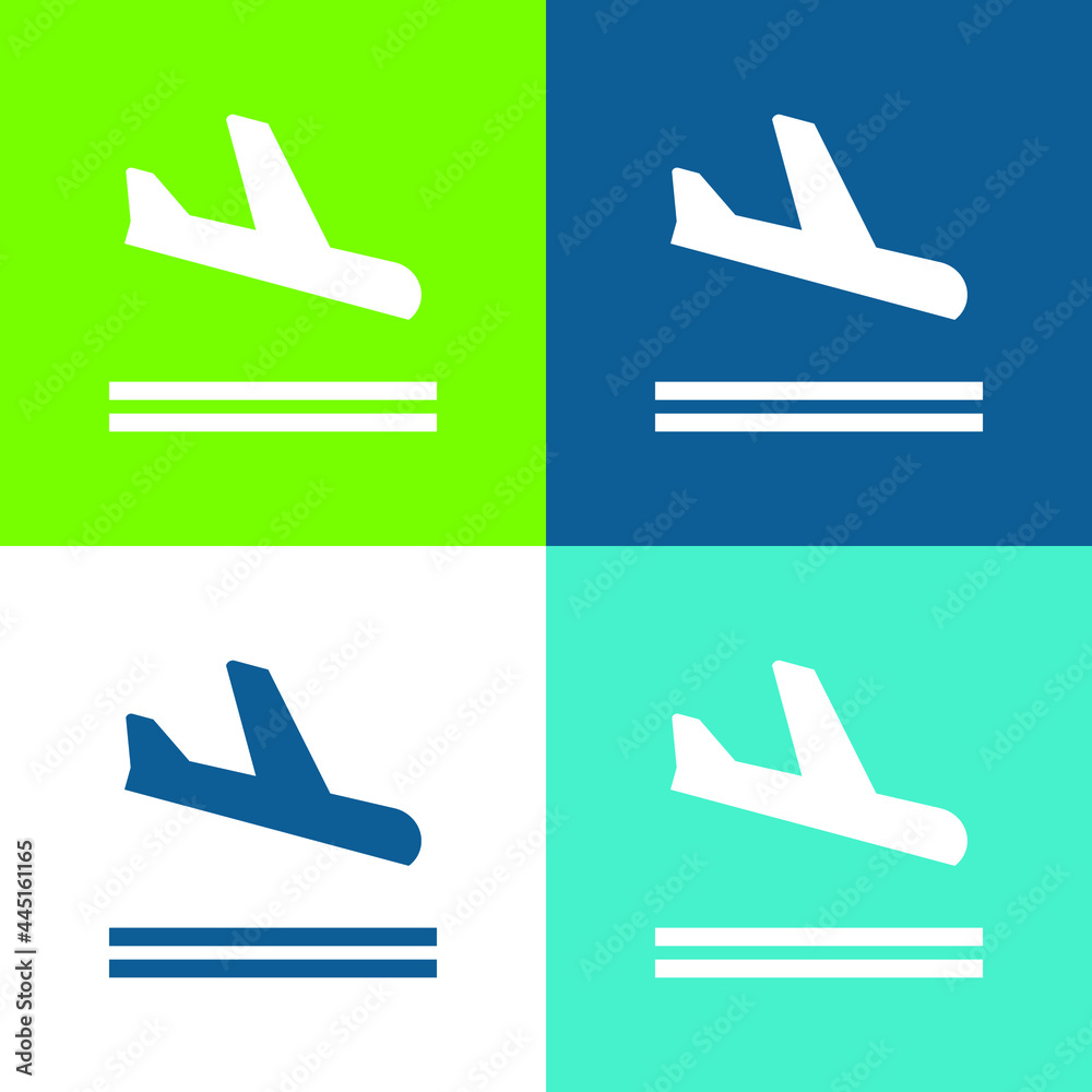 Arrival Flat four color minimal icon set Arrival Flat four color minimal icon set