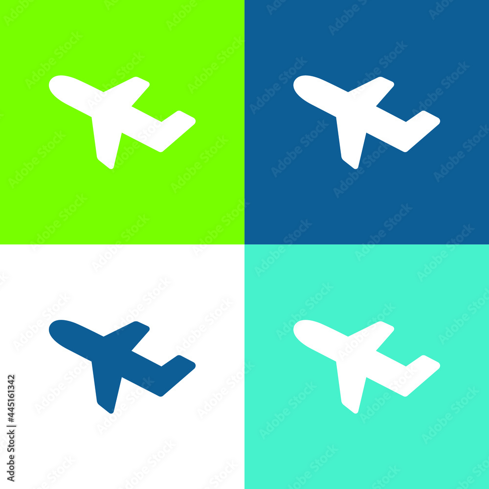 Aeroplane Taking Off Flat four color minimal icon set Aeroplane Taking Off Flat four color minimal icon set