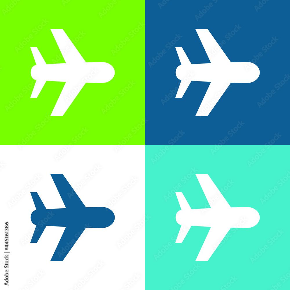 Aeroplane Flat four color minimal icon set