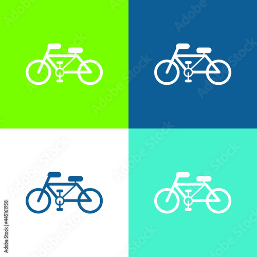 Bicycle Ecological Transport Flat four color minimal icon set