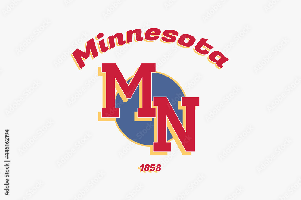 Minnesota Inscription and Founded 1858. Illustration.
