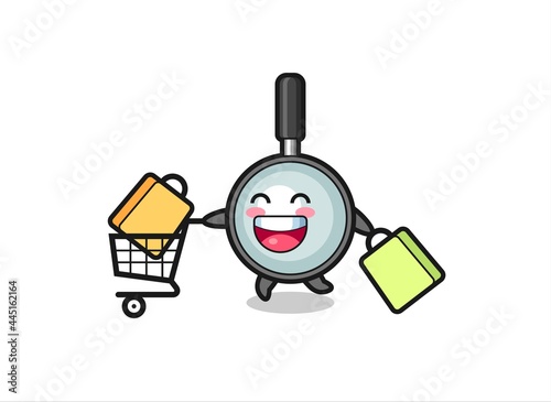 black Friday illustration with cute magnifying glass mascot
