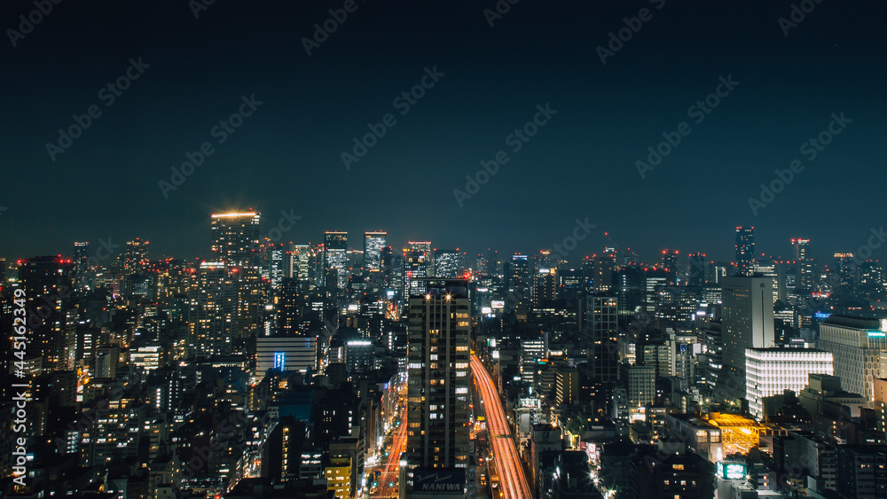 Fototapeta premium City at night, Osaka, Japan