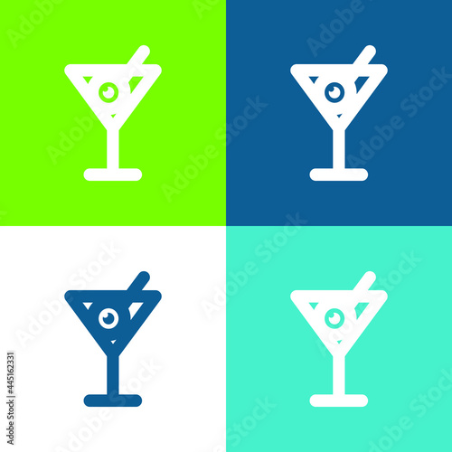 Beverages Flat four color minimal icon set