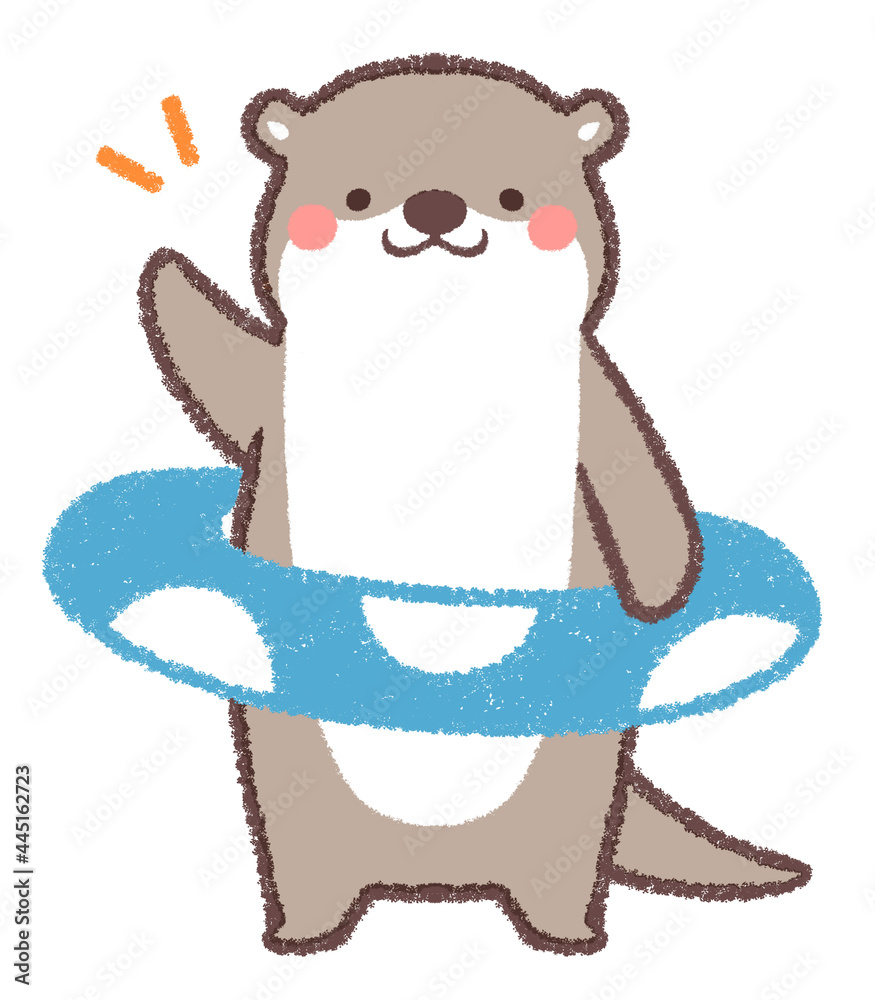 カワウソと浮き輪