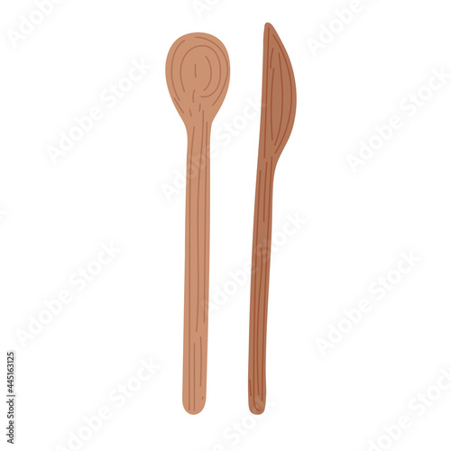wooden spoon and knife