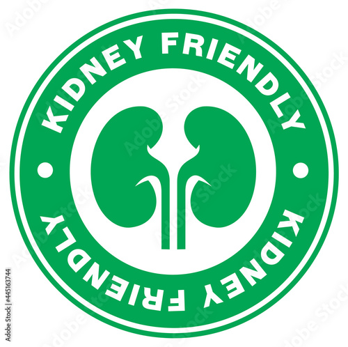 Kidney friendly stamp label on white background