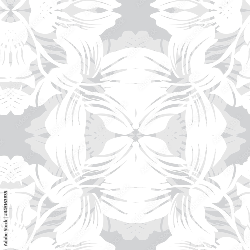 Black and White Symmetric Floral Seamless Pattern Design Black and White Symmetric Floral Seamless Pattern Design