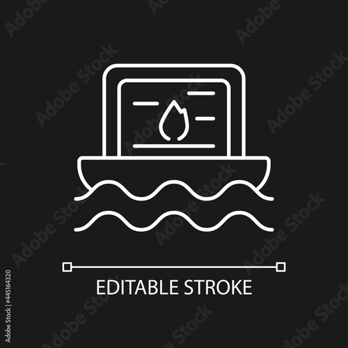 Taiwan water lanterns white linear icon for dark theme. Asian cultural values. Religious traditions. Thin line customizable illustration. Isolated vector contour symbol for night mode. Editable stroke