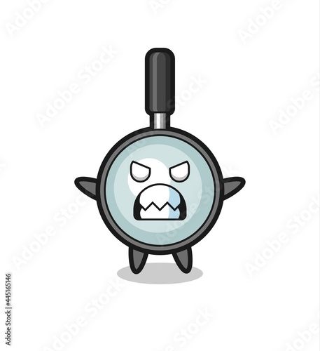 wrathful expression of the magnifying glass mascot character