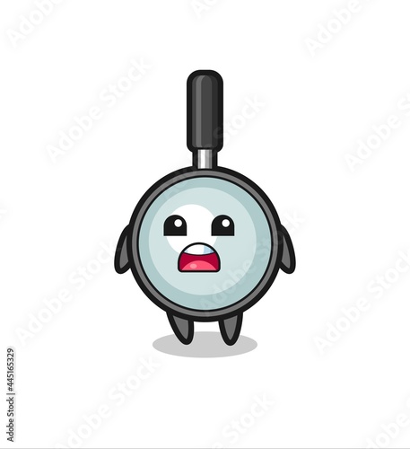 magnifying glass illustration with apologizing expression, saying I am sorry