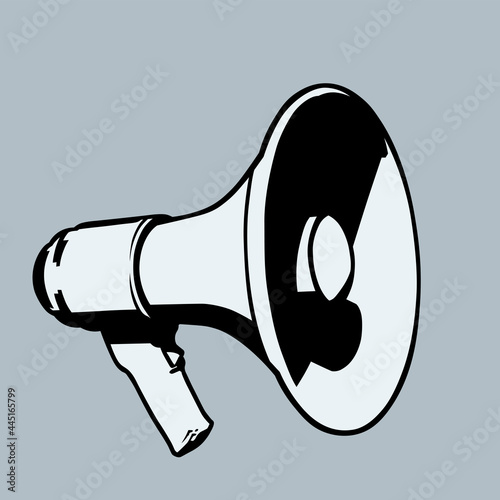 Monochrome megaphone icon isolated on white background. Vector illustration