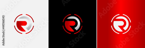 Silver Metallic Red R Logo Creative Modern Minimal Alphabet Initial Letter Mark Monogram Editable in Vector Format