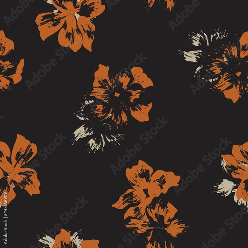 Brown Floral Brush strokes Seamless Pattern Background