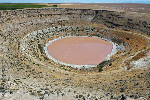 Fototapeta Naklejka Na Ścianę i Meble -  Meyil Obruk Lake is located in Karapınar district of Konya. The depth of the sinkhole is 104 meters.