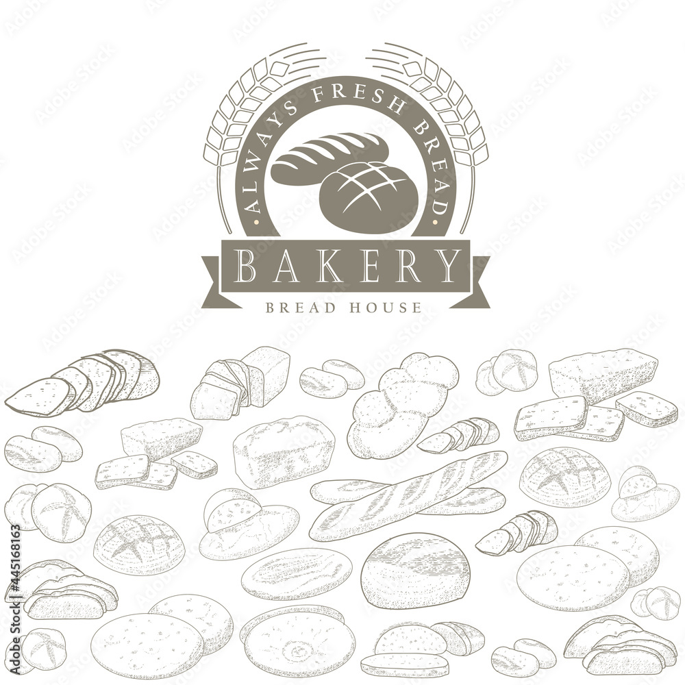 Set of natural elements of bread sketch vector illustration Set of natural elements of bread sketch vector illustration