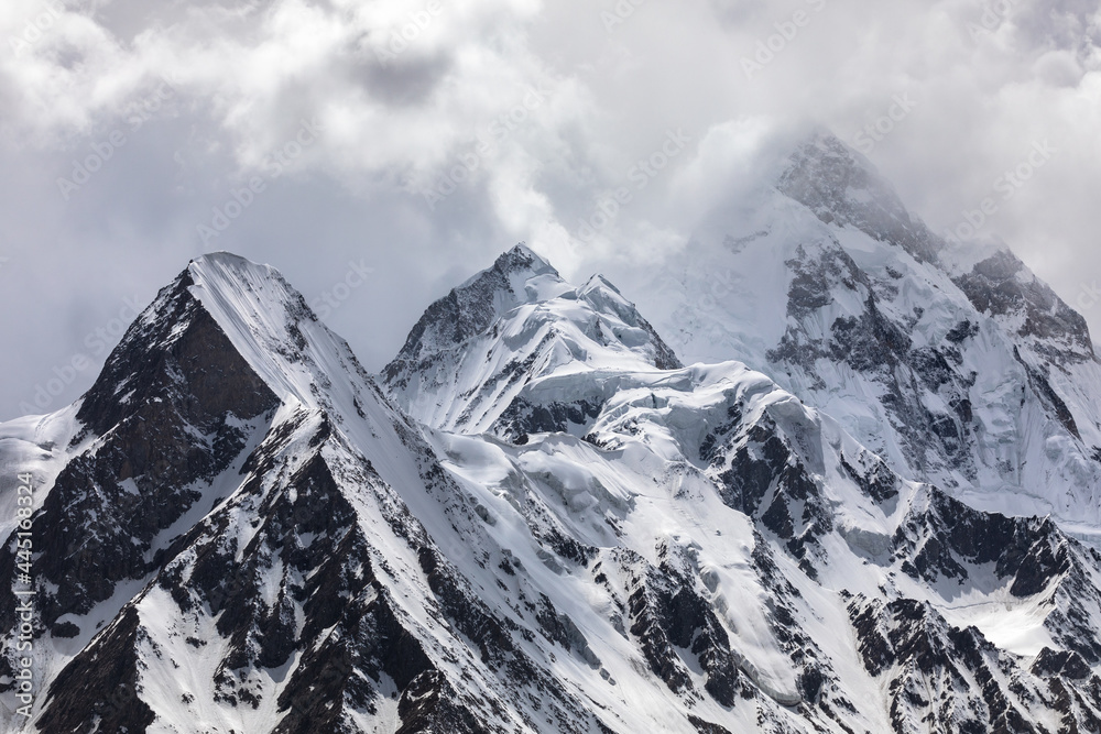 Karakorum mountains in cloudy weather. High quality photo