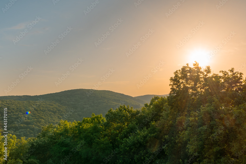 Sunset in the mountains in summer