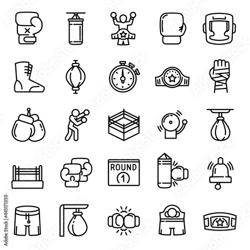 Boxing icon. Outline boxing vector icon for web design isolated on white background