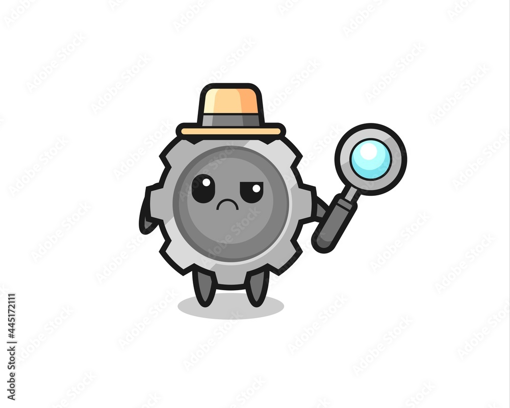 the mascot of cute gear as a detective