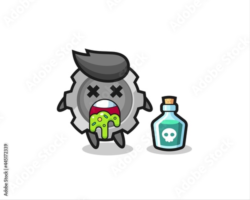 illustration of an gear character vomiting due to poisoning