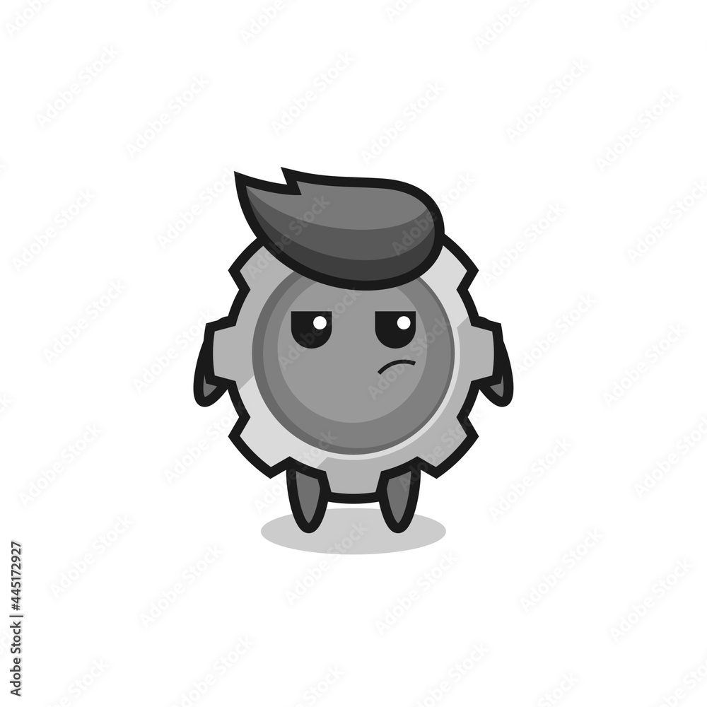 cute gear character with suspicious expression cute gear character with suspicious expression