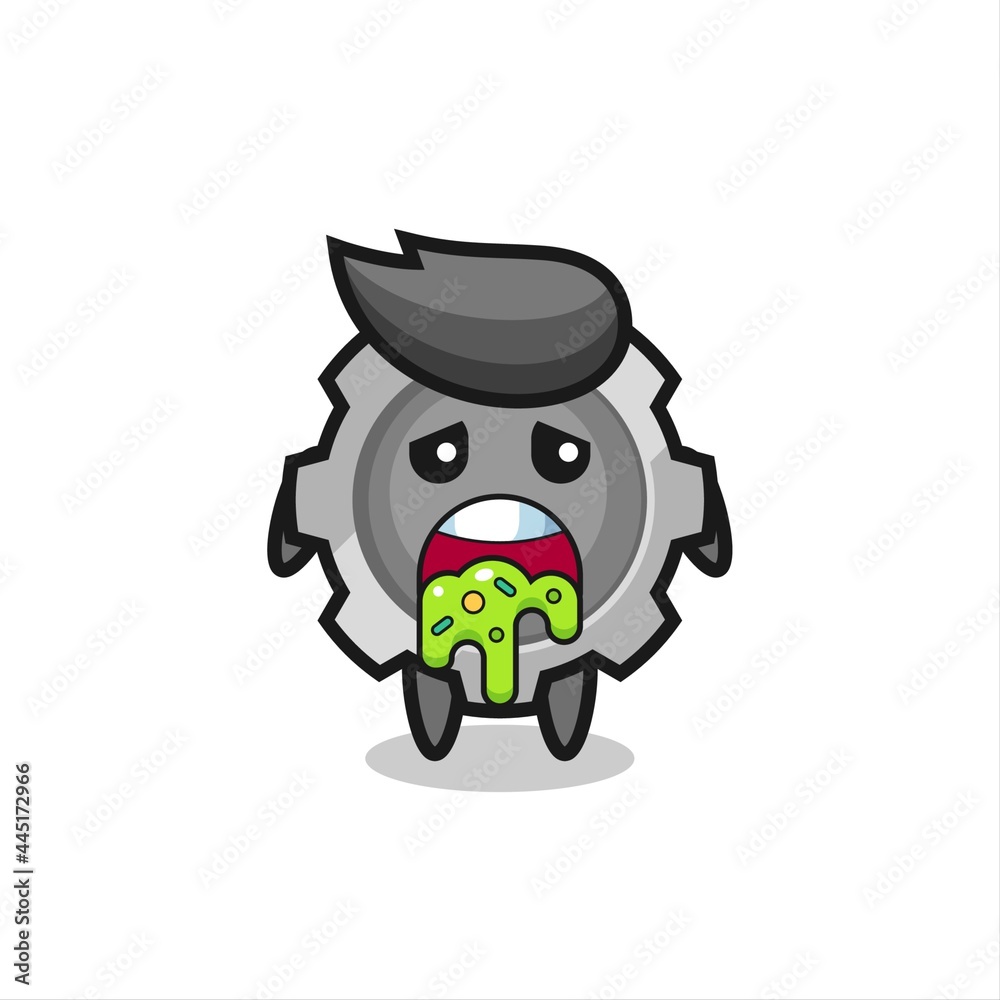 the cute gear character with puke