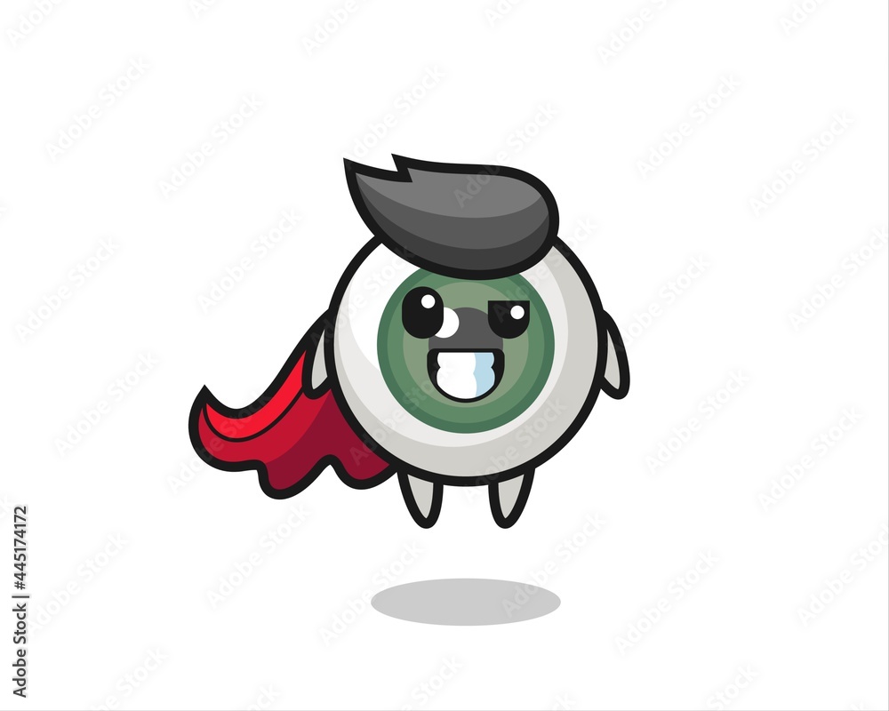 the cute eyeball character as a flying superhero