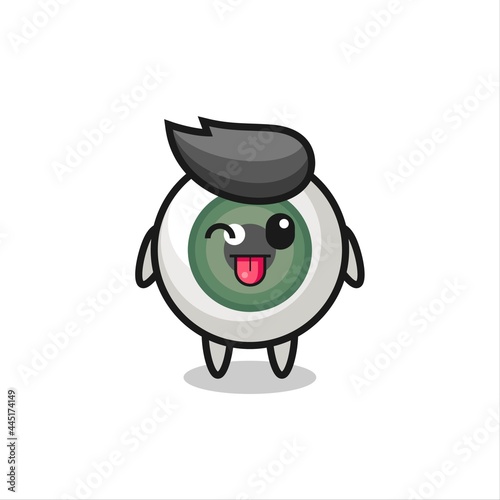 cute eyeball character in sweet expression while sticking out her tongue © heriyusuf