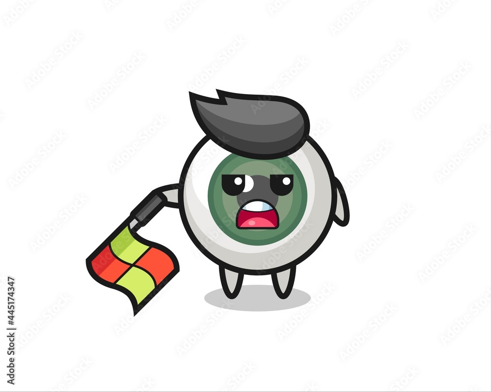 eyeball character as line judge hold the flag down at a 45 degree angle eyeball character as line judge hold the flag down at a 45 degree angle