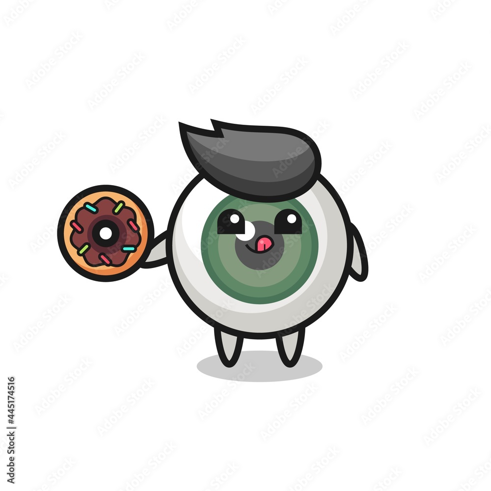 illustration of an eyeball character eating a doughnut illustration of an eyeball character eating a doughnut
