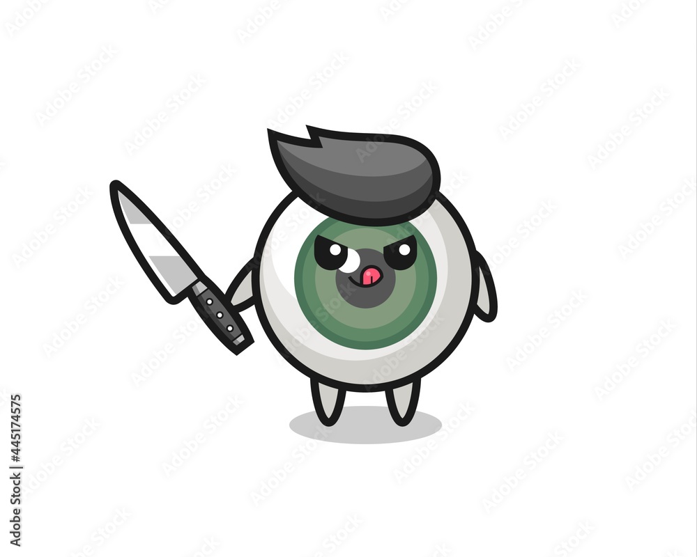 cute eyeball mascot as a psychopath holding a knife cute eyeball mascot as a psychopath holding a knife