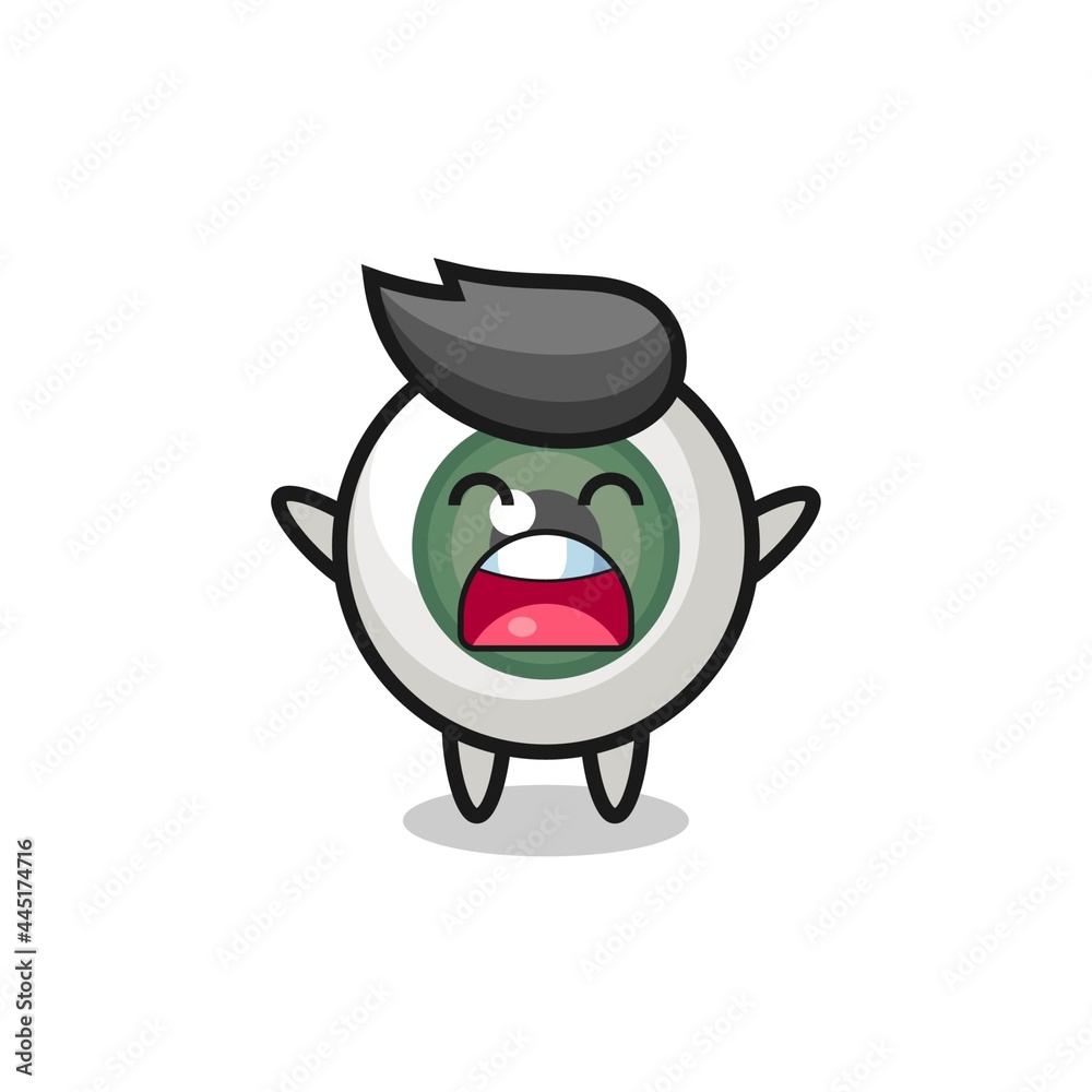 cute eyeball mascot with a yawn expression