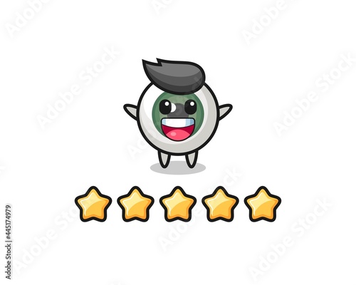 the illustration of customer best rating, eyeball cute character with 5 stars © heriyusuf