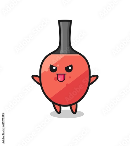 naughty table tennis racket character in mocking pose