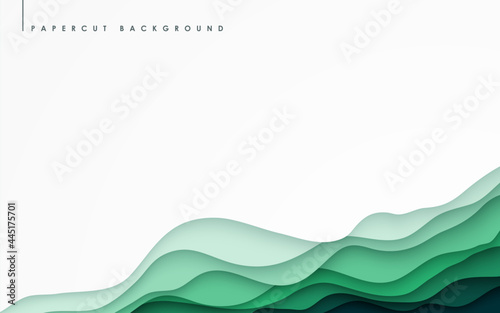 Abstract green wavy overlap layers background