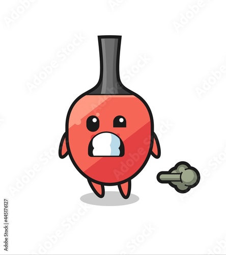 the illustration of the table tennis racket cartoon doing fart