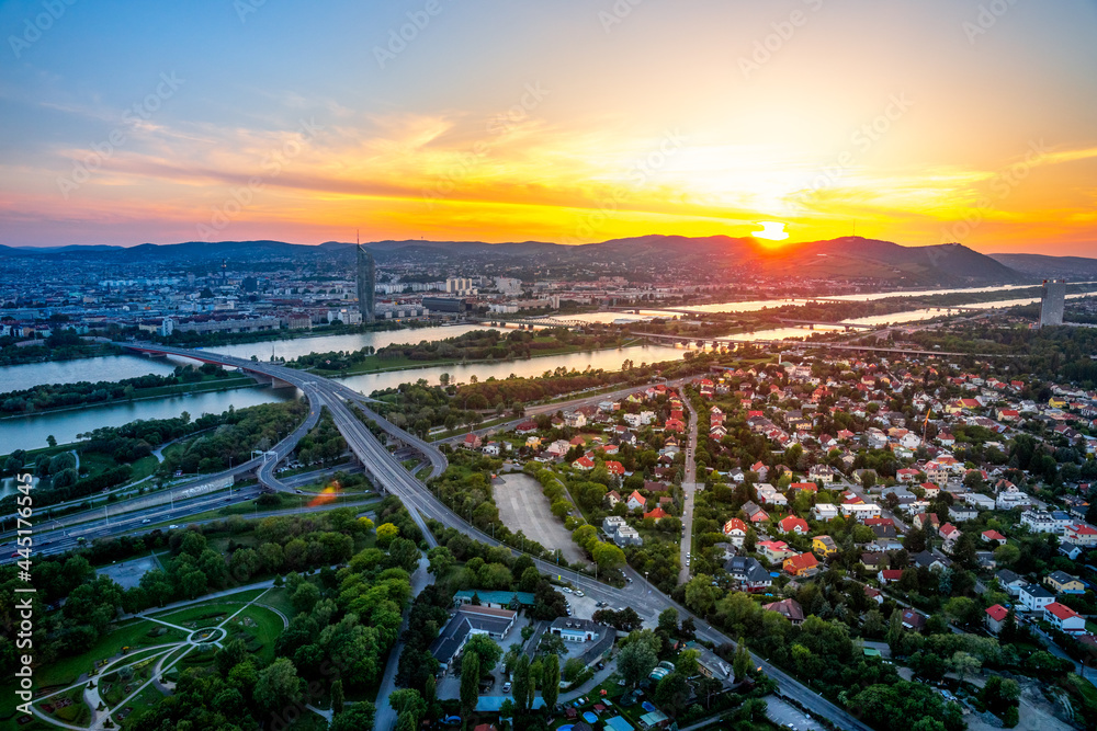 Ausblick über Wien vom Donauturm, Wien, Österreich 