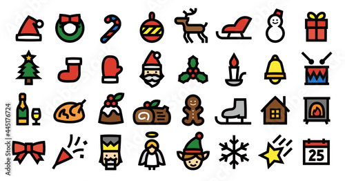 Christmas Icon Set (Bold outline Color version)