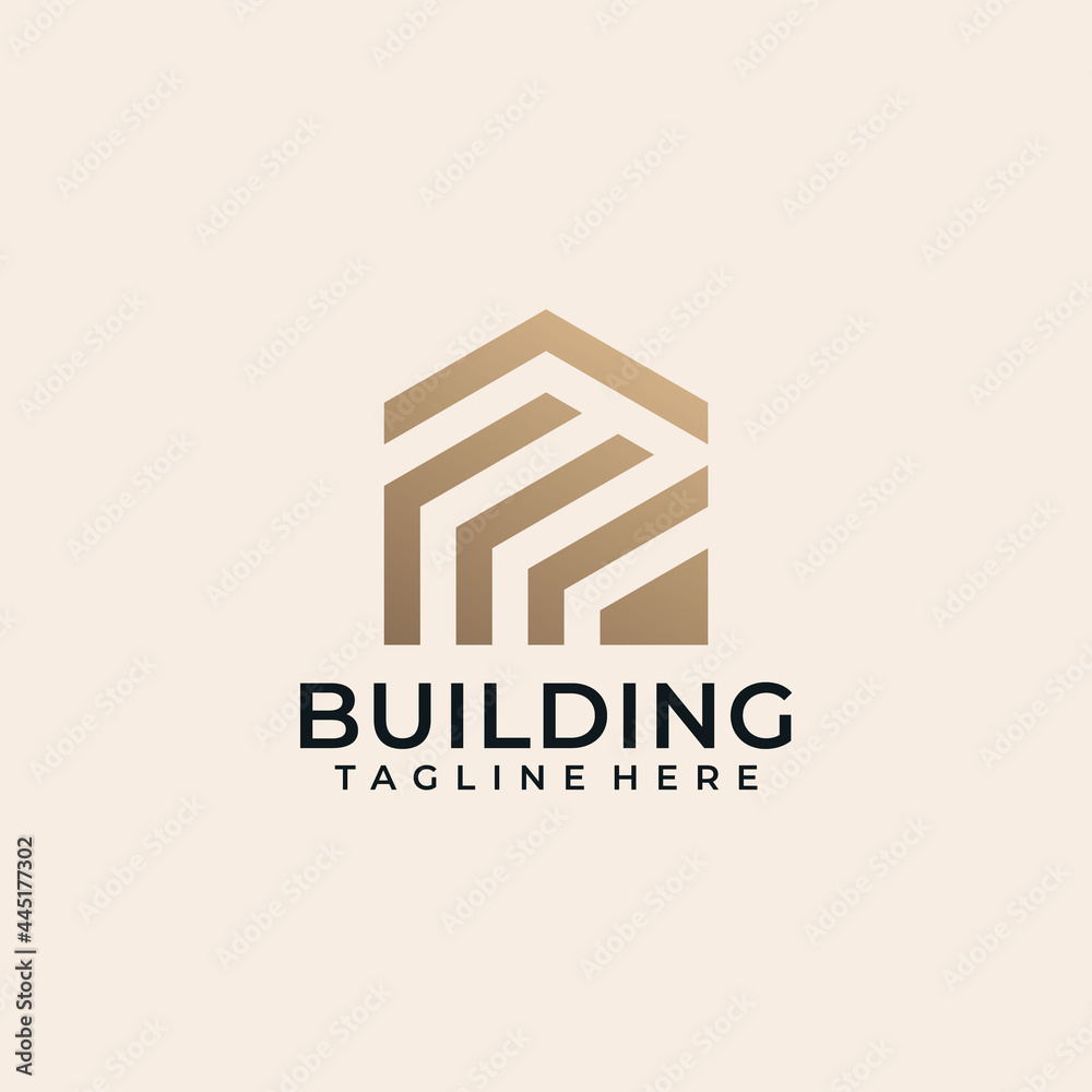 Monogram building architecture construction logo for residential ...