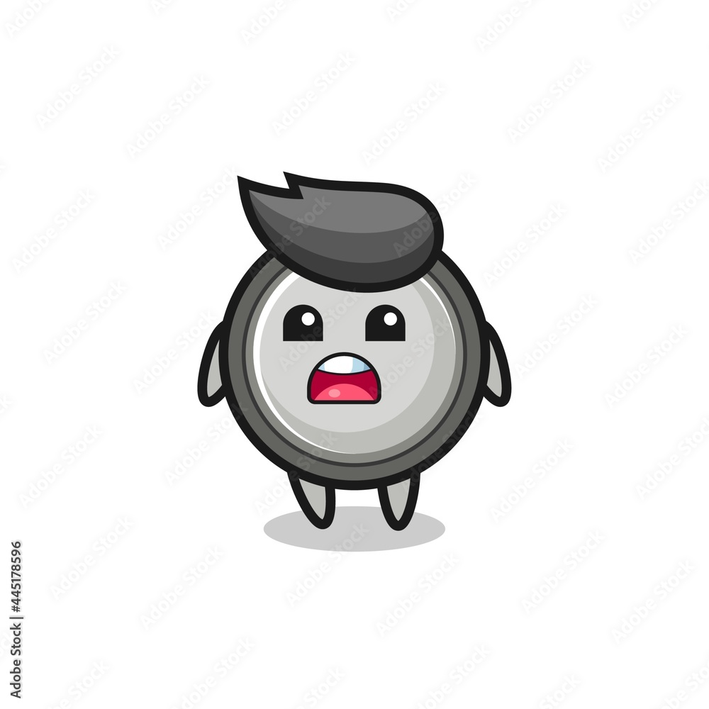 Fototapeta premium button cell illustration with apologizing expression, saying I am sorry