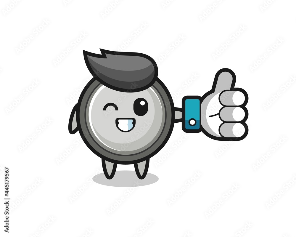 cute button cell with social media thumbs up symbol cute button cell with social media thumbs up symbol