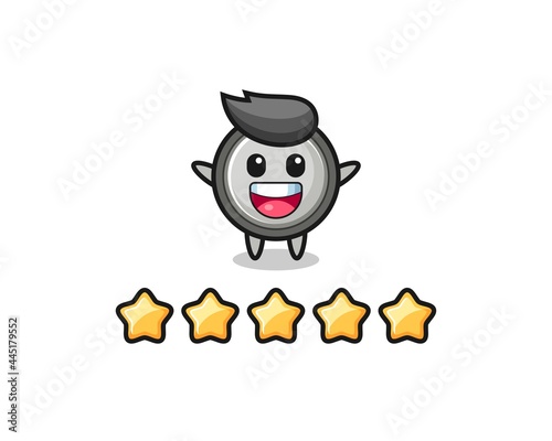 the illustration of customer best rating, button cell cute character with 5 stars © heriyusuf