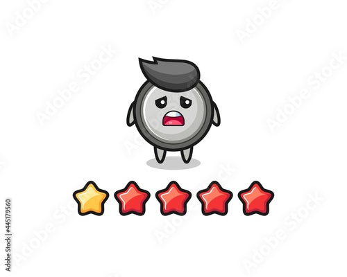 the illustration of customer bad rating, button cell cute character with 1 star © heriyusuf