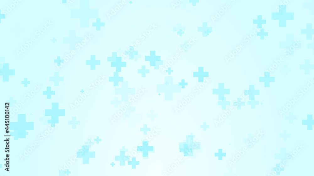 Abstract medical blue cross pattern white background.